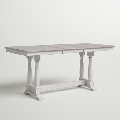 Bassett Extendable Rubberwood Rectangular Solid Wood Top with Solid Wood Base Dining Table