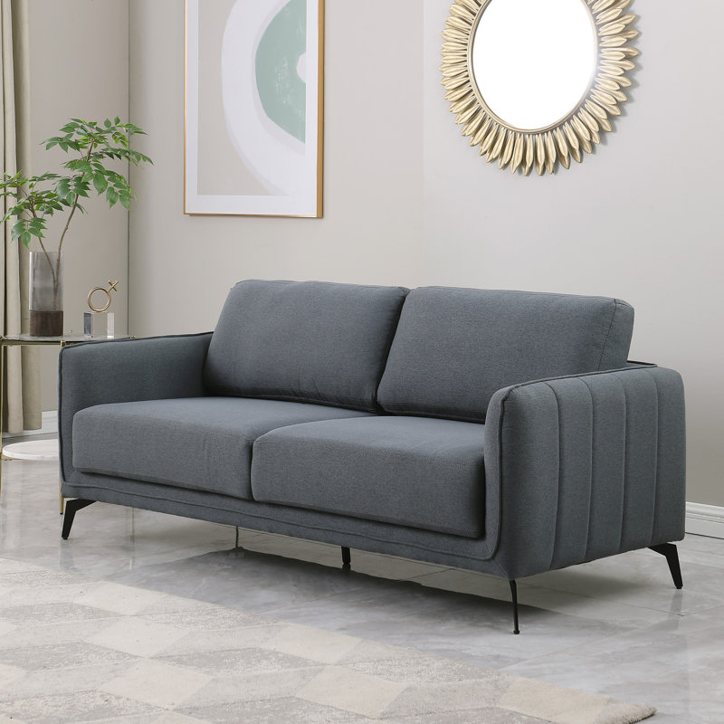 Ballycor 3 Seater Linen Sofa, Dayanara Dark Grey Fabric