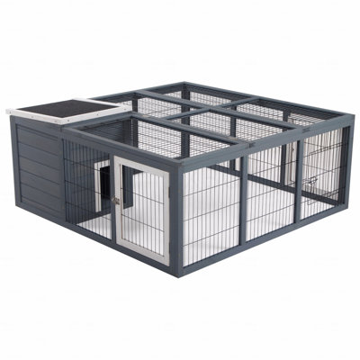 Cage à lapin Rabbit Hutch avec maison principale ouverte, cage à lapin intérieure et extérieure imperméable, cage de cochon d'Inde pour petits animaux avec trois portes