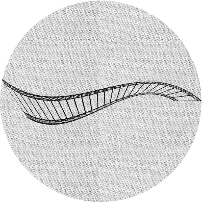 Tapis gris/zone noire à motifs, Rond 4 pi