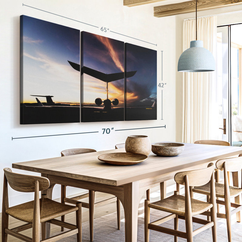 "Silhouette de jet privé" sur, H 42 po x l 65 po x P 1,25 po