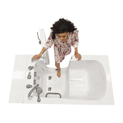 Ella Monaco 32"x52" Acrylic Soaking Walk-In-Bathtub, Right Outward Swing Door, Heated Seat, 5 Piece Fast Fill Faucet, 2" Dual Drain