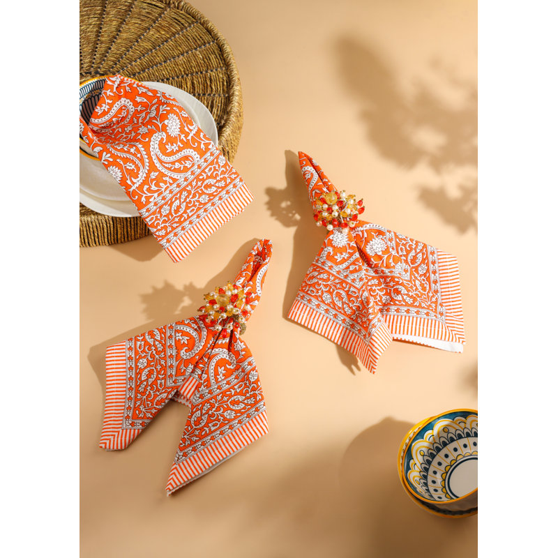 Serviettes de table en coton Tangerine