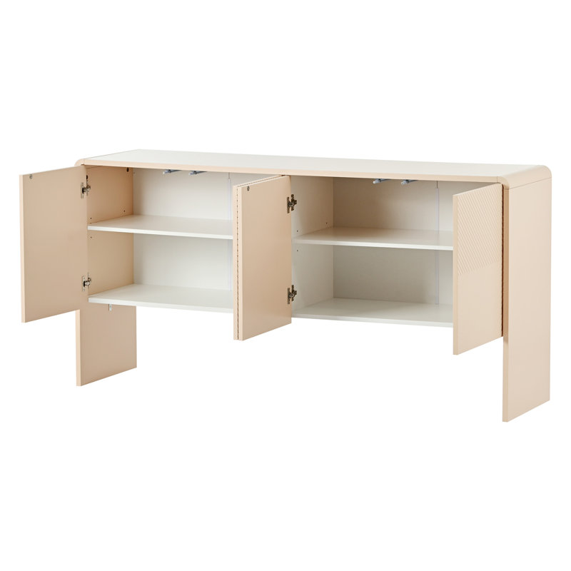 Minimalist Style 60"L Large Storage Space Sideboard With 4 Doors And Rebound Device For Living Room And Entryway