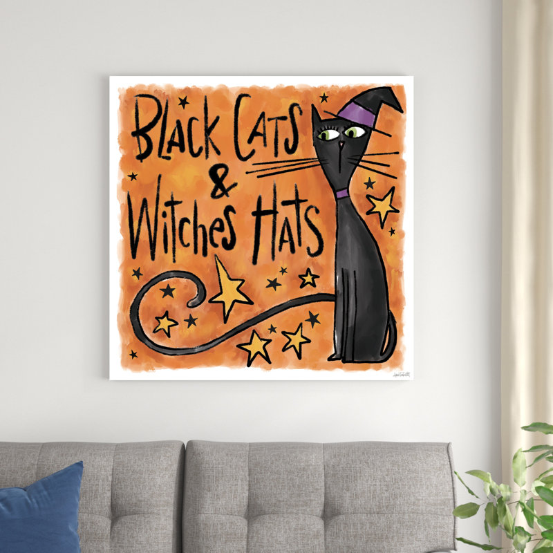 Chapeaux noirs de chats et de sorcières I, H 30 po x l 30 po