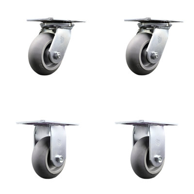 4 Piece Thermoplastic Caster Set with Ball Bearings 2 Swivel 2 Rigid