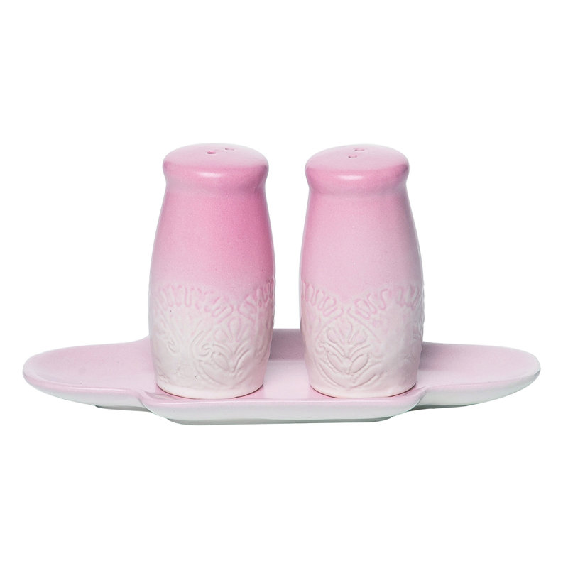 Salière et poivrière en céramique rose 7,25 po Transpac