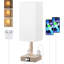 Lampe de table tactile avec ports de charge USB A + Type C, deux prises CA, ampoule DEL E26, gradation à 3 voies, table de chevet pour la chambre à coucher, le salon, le bureau, le dortoir