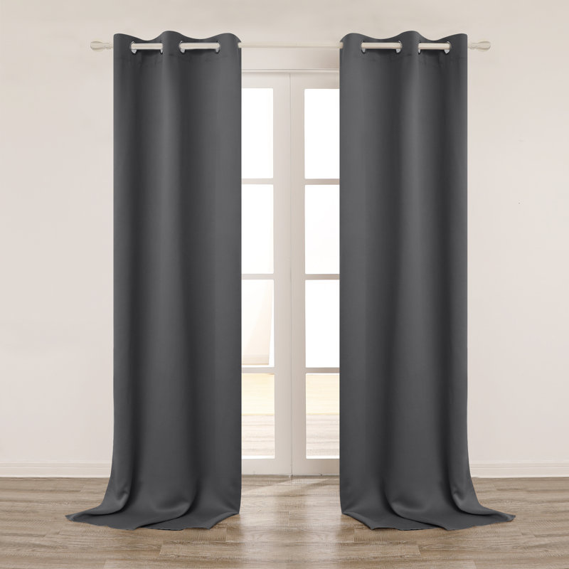 Lionel Room Darkening Curtain Single Panel, Dark Gray, 42" W x 120" L