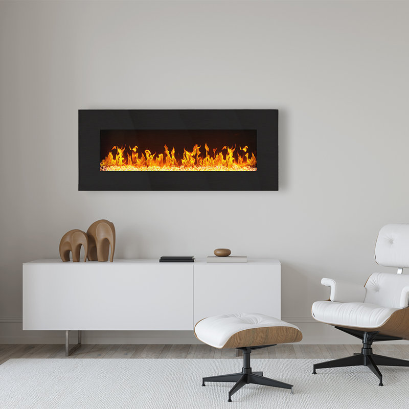 43'' W Electric Fireplace with 5000 BTU, Black