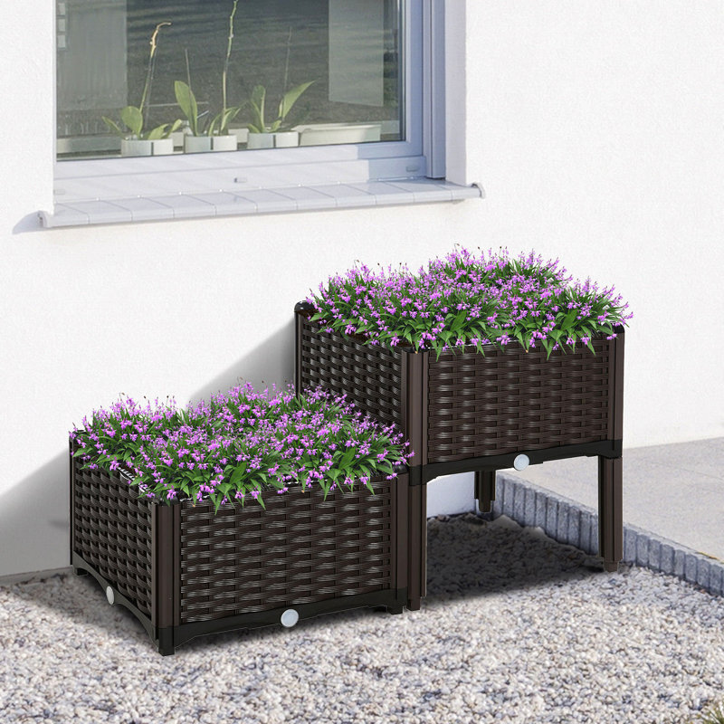 Lit de jardin surélevé 2 pièces avec pieds, lit surélevé pour jardinière
