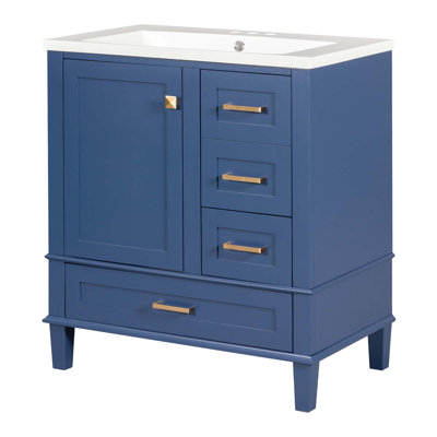 Meuble-lavabo moderne avec lavabo, porte à fermeture douce et 3 tiroirs