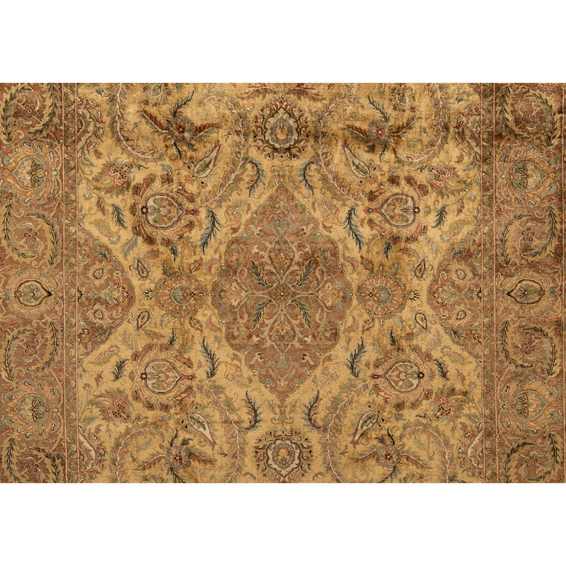 High-Quality Hand-Knotted Gold And Brown Area Rug