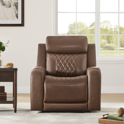 37" W Genuine Leather Dual-Power Recliner