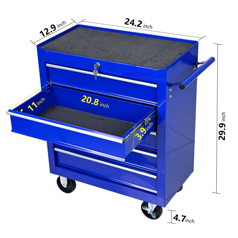 5-drawer Rolling Tool Box With Interlock System And Wheels, Rolling Tool Chest, For Garage, Warehouse, Workshop, Repair Shop