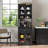 Large Black Kitchen Pantry Cabinet Hutch with Microwave Stand, Buffet Sideboard Coffee Bar Cabinet, Freestanding Farmhouse Storage