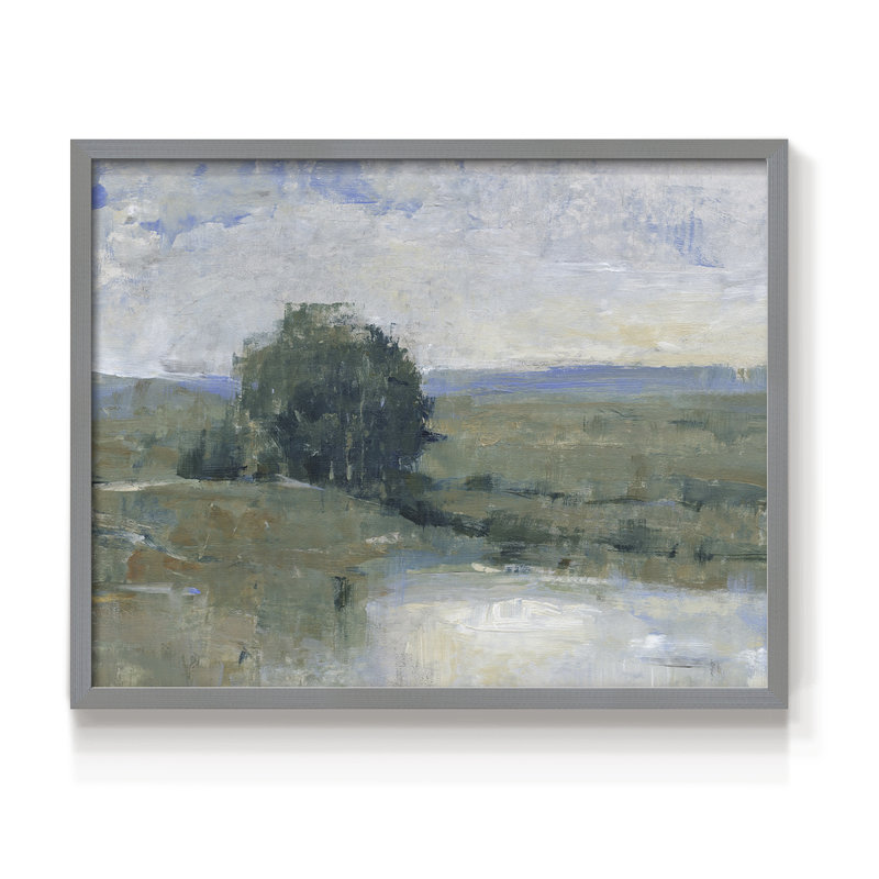 Riverbank Impression I -Framed Print - Restickable, H 8 po x l 10 po, Gris