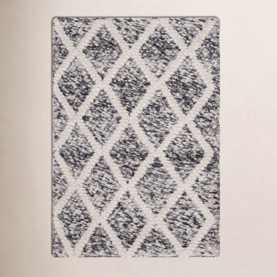 Russo Ivory Black Hand-Woven Geometric Rug