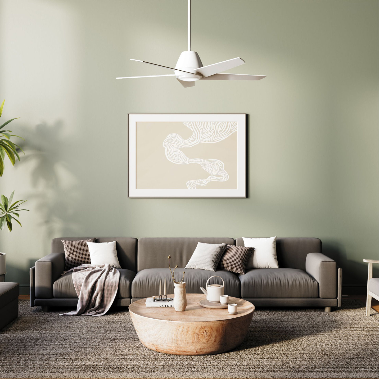Hensley 54'' 5 Blade Ceiling Fan with LED Light Kit, White with White Blades