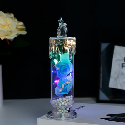 Simulation à DEL avec bougie électronique transparente rose petite nuit veilleuse chambre à coucher cœur cœur décorations
