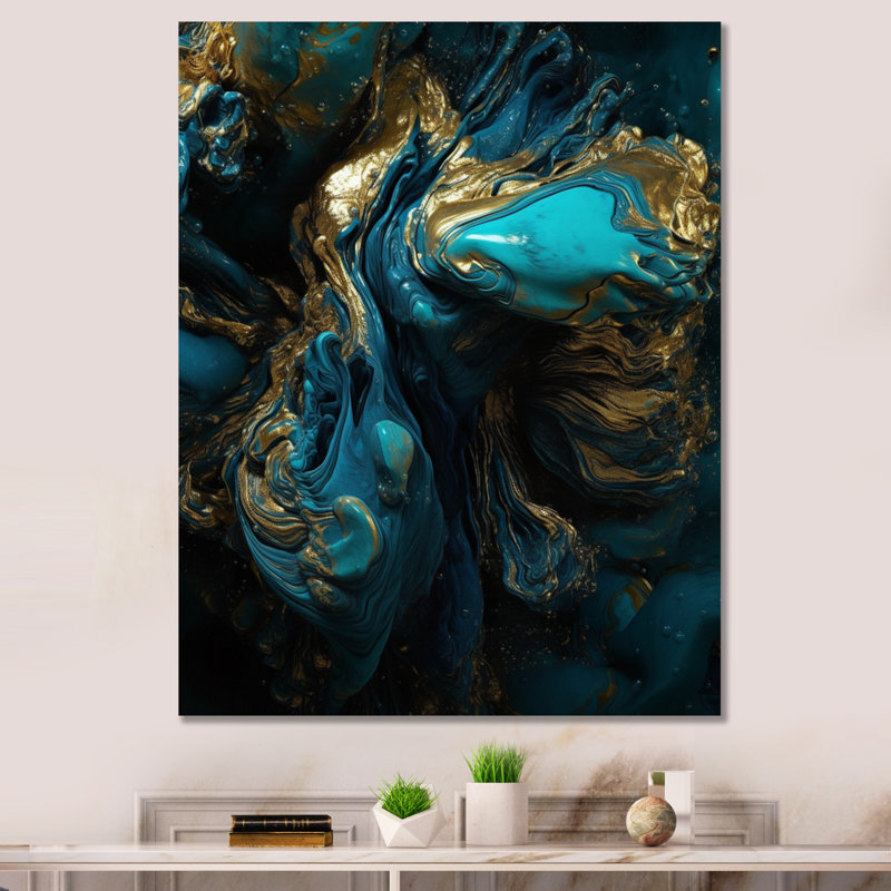 Abstrait liquide, reproduction sur toile, H 32 po x l 16 po x P 1 po, Toile tendue