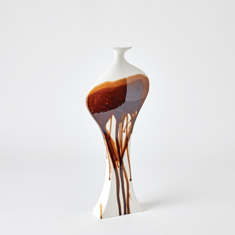 Curvy Handmade Ceramic Decorative Bottles, 22.25" H x 9.25" W x 3" D