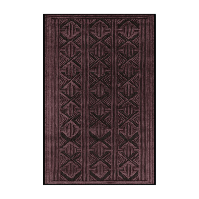 Tapis brun treillis lavable à la machine, Rectangle 5 pi x 7 pi