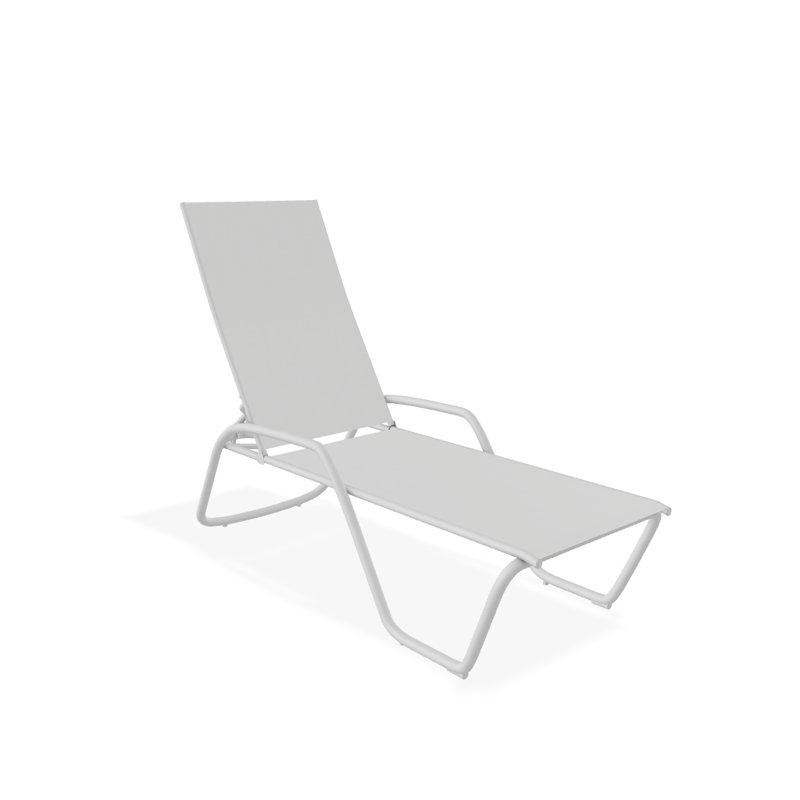 Outdoor Rust-Resistant Metal Chaise Lounge, White 6D Sunbrella®, Textured White