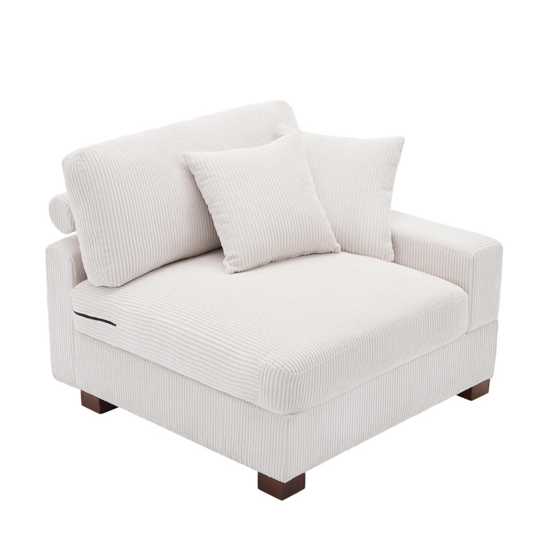 Milbrey 104.1Cm Wide Armchair, Beige Corduroy