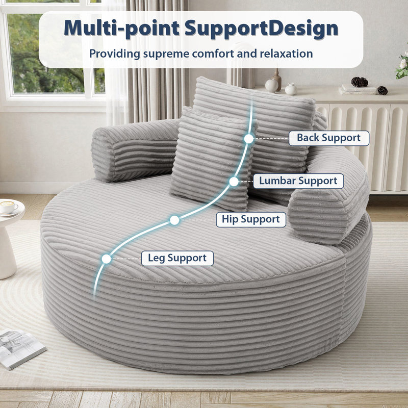 Fauteuil demi-tonneau rembourré Addisin, Gris