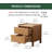 15.75"W MCM Solid Oak Wood Nightstand with 2 Drawers-Single-1181401681-1181401682