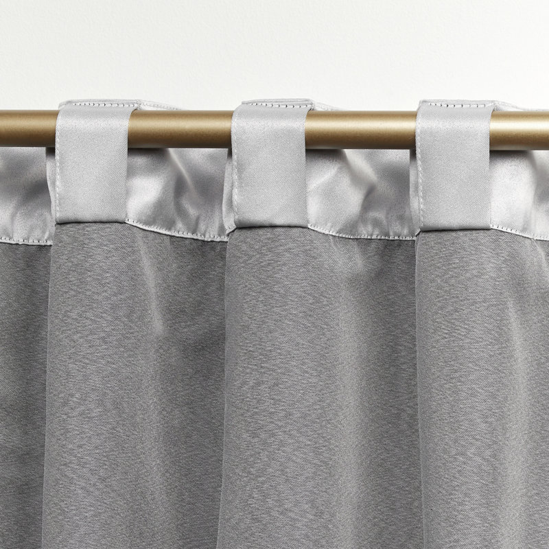 Silver Polyester Room Darkening Pleated Curtain Panels