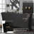 Four-door Black Storage Cabinet With Curved Wood Legs And Bronze Fasteners-1417317105