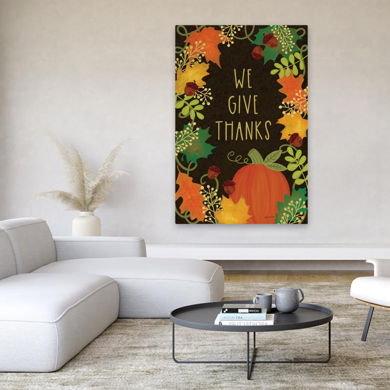 We We Thanks Thanks - Art contemporain avec feuilles de glands d'automne de l'Action de grâce, H 40 po x l 60 po