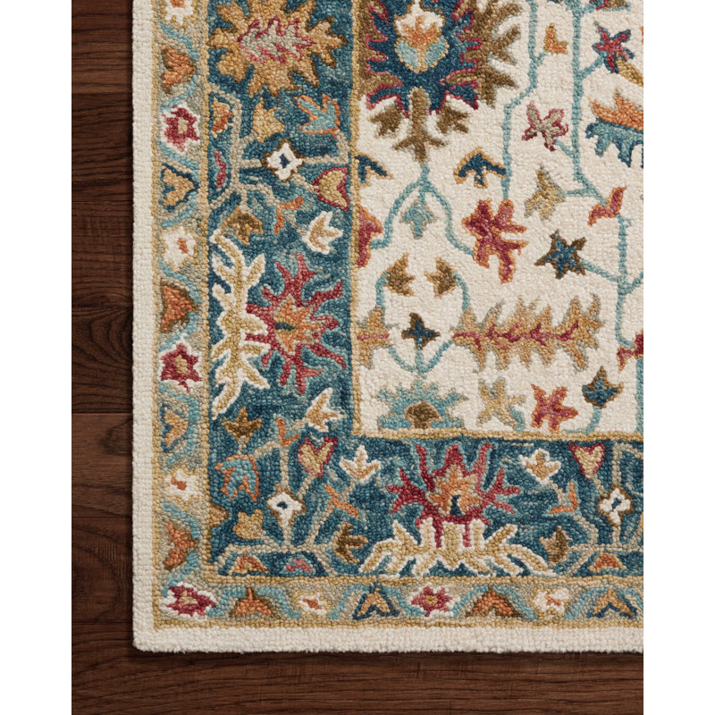 Hand Hooked Wool Oriental Indoor Rug, Square 1'6"