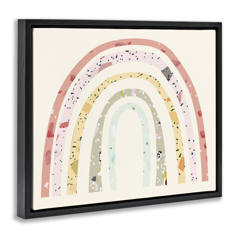 Motif abstrait pour enfants, arc-en-ciel, H 17 po x l 21 po, Cadre flottant noir de jais
