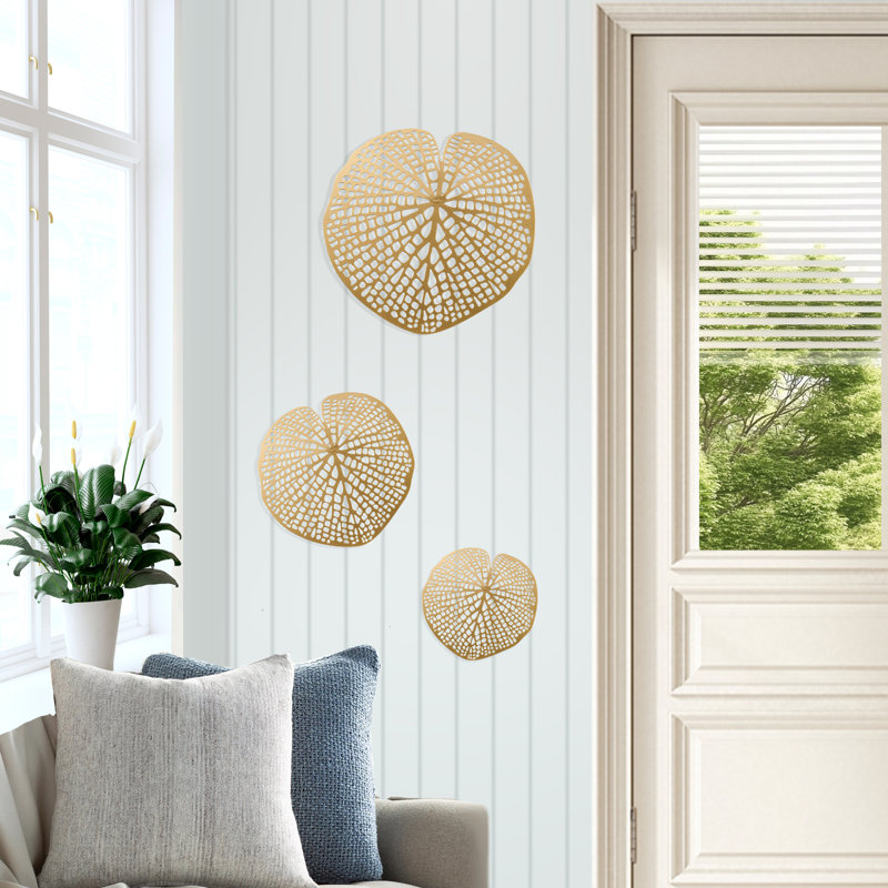 Set of 3 Modern and Luxury Abstract Gold Metal Wall Decor