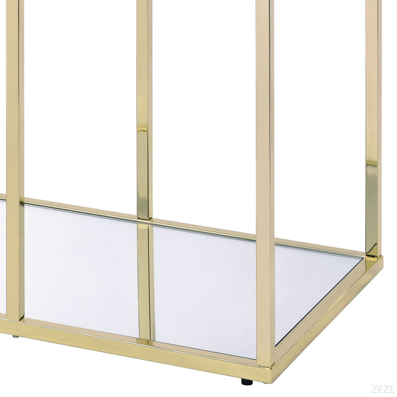Table de canapé en verre transparent et finition dorée