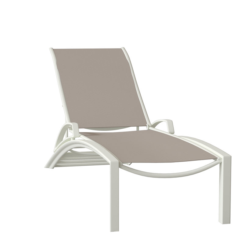 South Beach Outdoor Metal Chaise Lounge, Sparkling Water, Snow