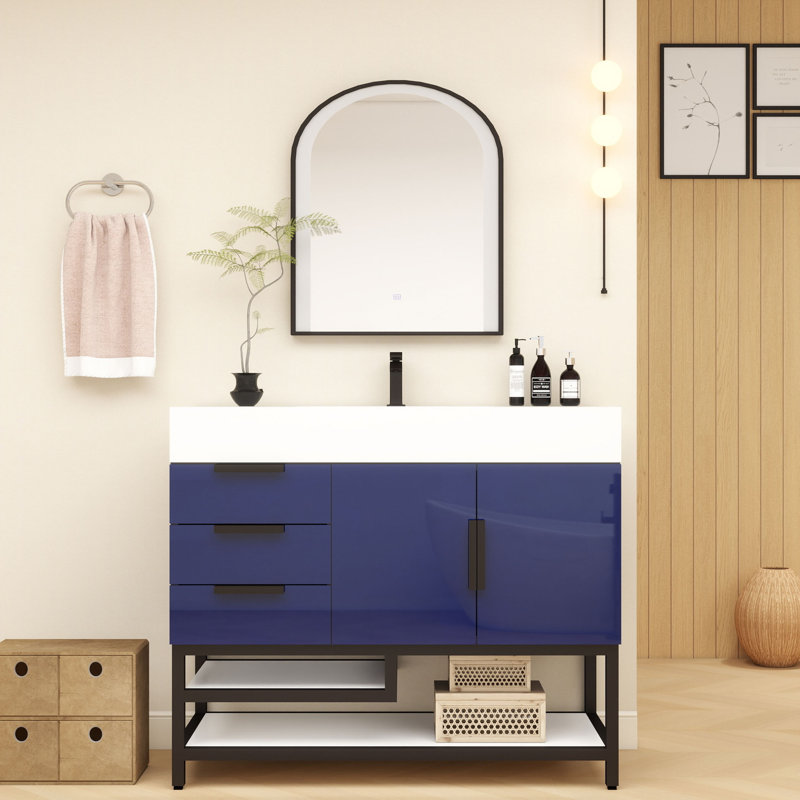 Meuble-lavabo simple l 42 po x P 20 po x H 36 po, Bleu marine