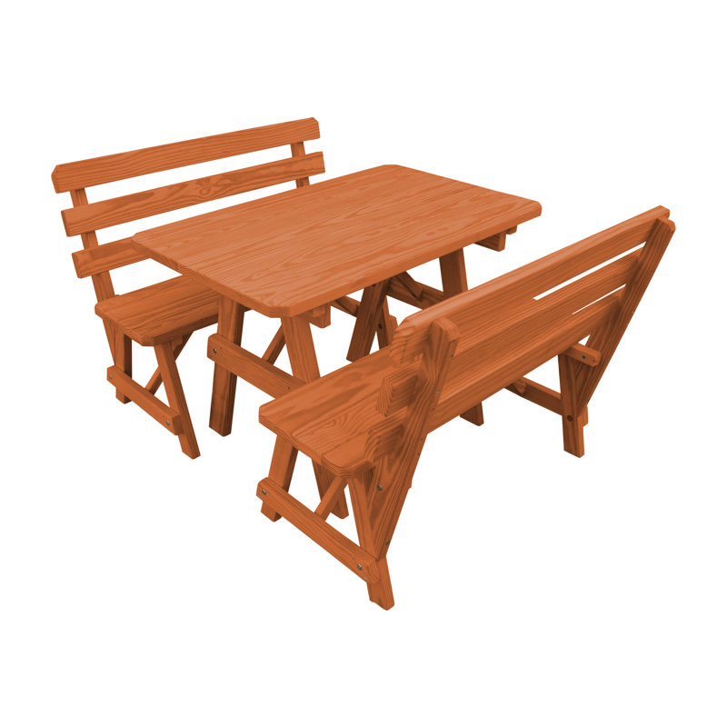 Table de pique-nique d'extérieur 44 po Giang, Bois rouge