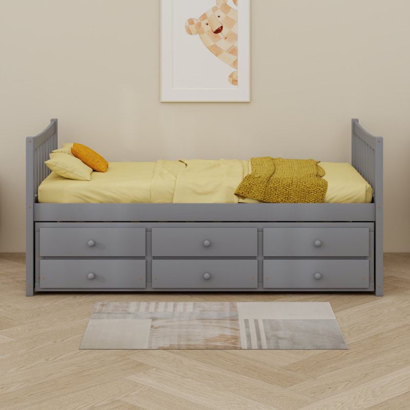Lit de jour avec couchette et tiroirs, gris