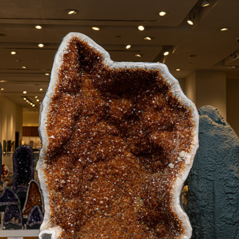 Large Genuine Citrine Crystal Clustered Geode From Brazil