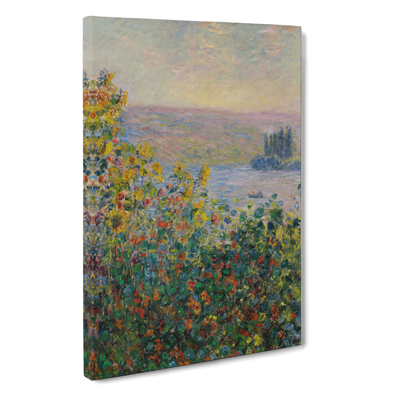 Flower Beds At Vetheuil by Claude Monet - Wrapped Canvas Painting, 50cm H x 35cm W x 3cm D