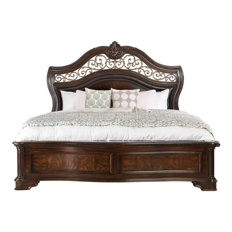 Fanechka Camelback Panel Bed with Ornate Headboard, California King