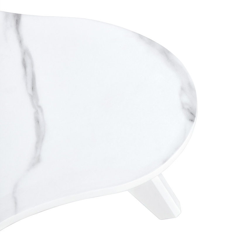 Modern Minimalist White Imitation Marble Tabletop Coffee Table. Solid Wood Spray Painted Desk Legs, Cloud Shape To Give You A New Experience, Computer Desk. W1512P285258