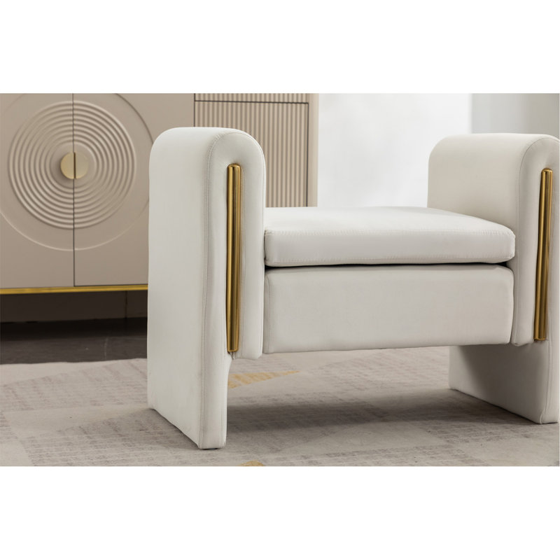 Banc de maquillage en velours, Ivoire ivoire