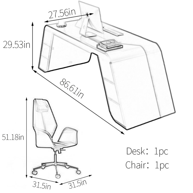 Bureau en bois massif multicouche avec cuir de selle