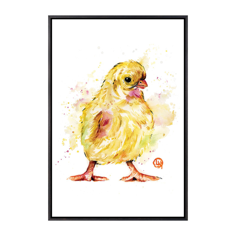 Chick par Lisa Whitehouse - impression d'art graphique, H 26 po x l 18 po x 1,5 po, Toile avec cadre noir patiné