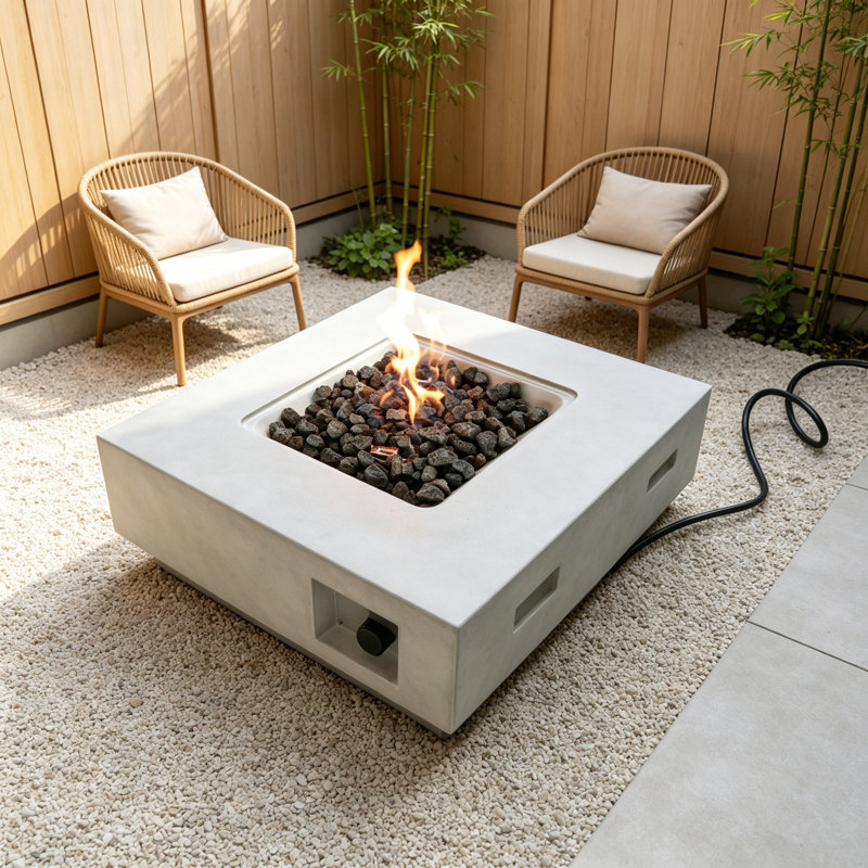 Foyer de table au propane / gaz naturel en béton armé 30 pouces, Gris